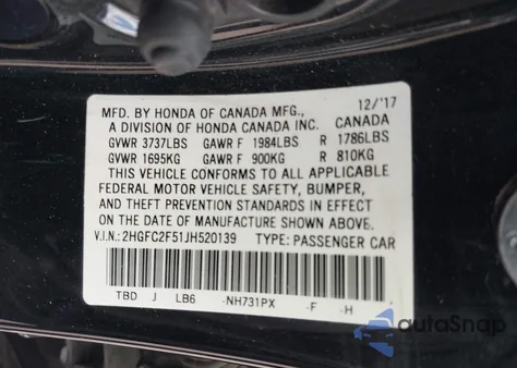 2018 Honda Civic Lx z USA, uszkodzony, nr VIN 2HGFC2F51JH520139